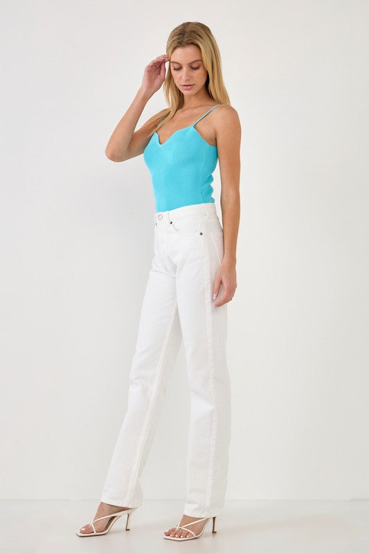 Sweetheart Neckline Bodysuit (Aqua or Pink)
