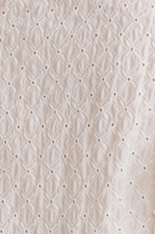 Monochromatic Eyelet Peasant Top