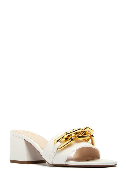 Stylish Chain Link Thick Heel