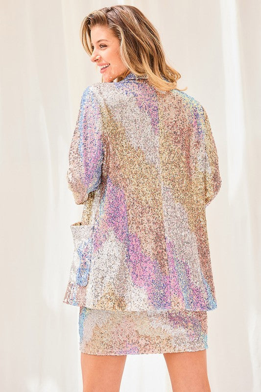 Shawl Collar Sequin Jacket