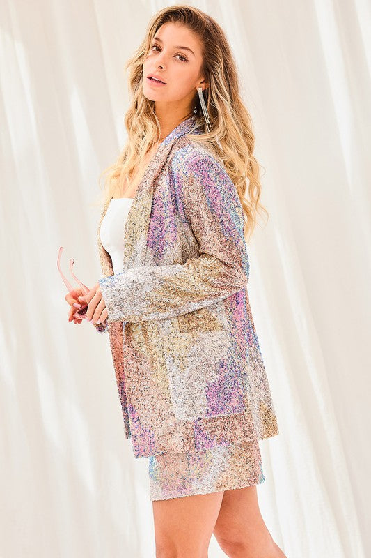 Shawl Collar Sequin Jacket