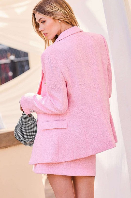 Solid Tweed Blazer Jacket