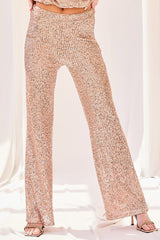 Side Zipper Straight Sequin Pants