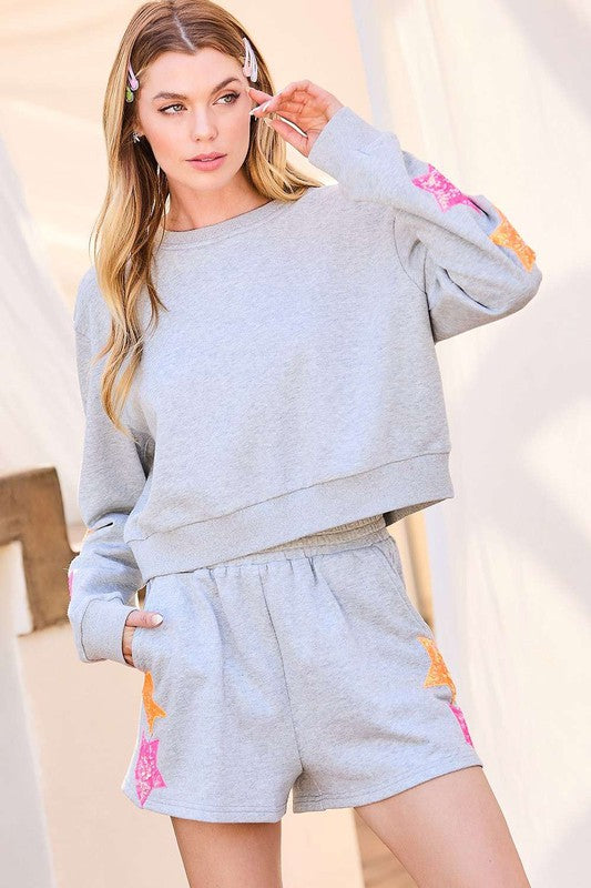 Waist Elastic Star Patch Terry Shorts