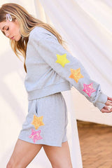 Waist Elastic Star Patch Terry Shorts