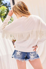 Stud Fringe Oversize Sweater Top