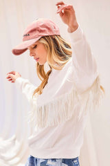 Stud Fringe Oversize Sweater Top