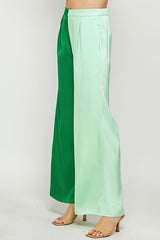 Color Block Satin Pants (Mint or Pink)