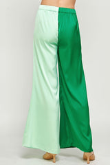 Color Block Satin Pants (Mint or Pink)