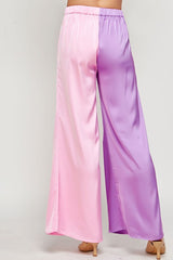 Color Block Satin Pants (Mint or Pink)