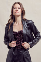 Cropped Pu Blazer