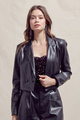 Cropped Pu Blazer