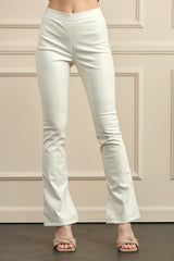 Pu Fabric Side Slit Pants (Black or Cream)