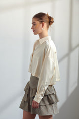 Satin Cropped Shirt (3 Color Ways)