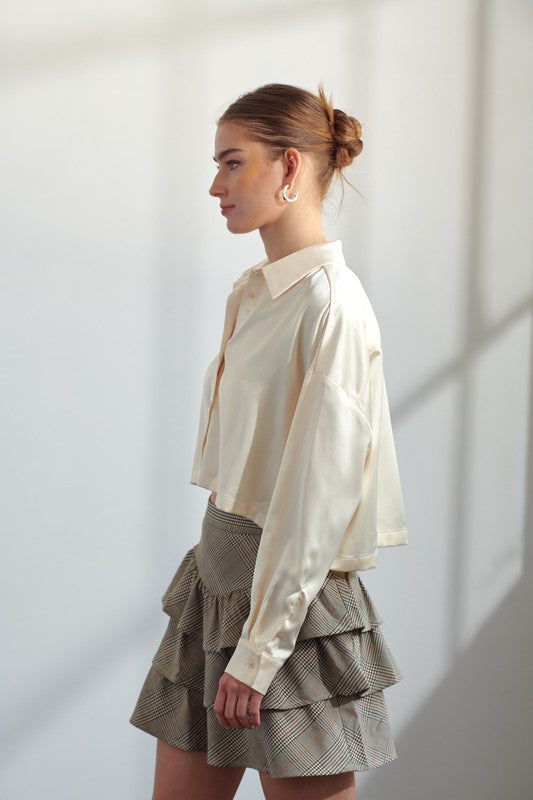 Satin Cropped Shirt (3 Color Ways)