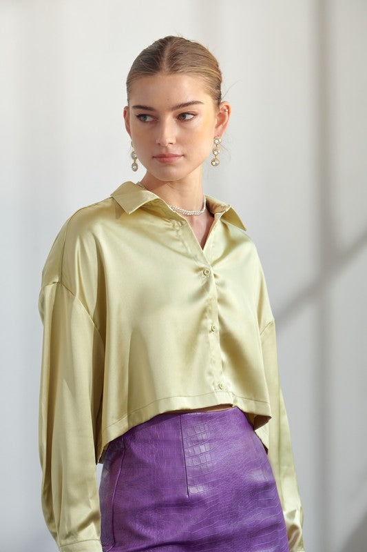 Satin Cropped Shirt (3 Color Ways)