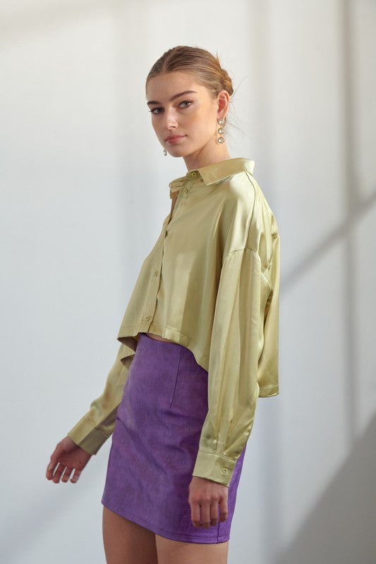 Satin Cropped Shirt (3 Color Ways)