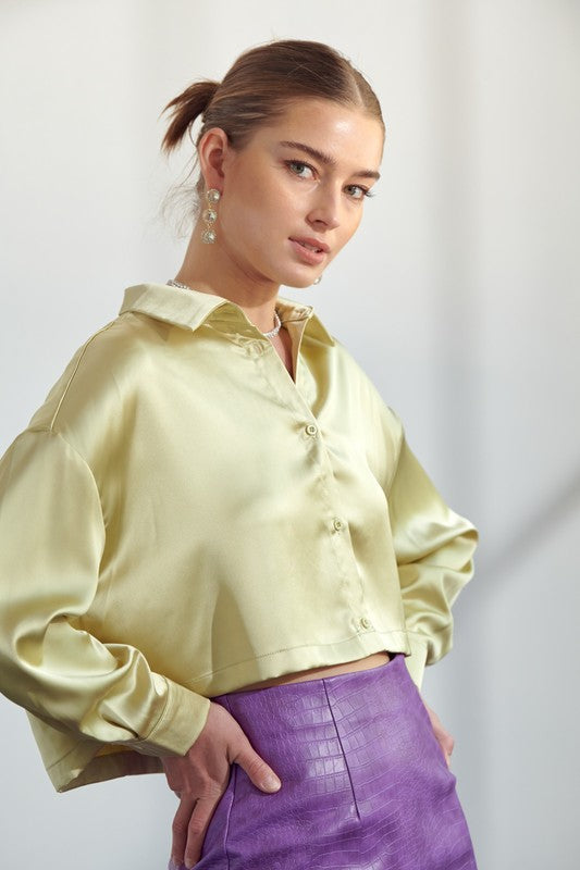 Satin Cropped Shirt (3 Color Ways)