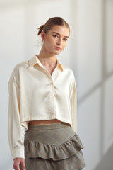 Satin Cropped Shirt (3 Color Ways)