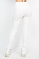 Ribbed Slit Hem Leggings