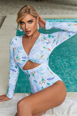 Floral Pattern Cutout Swimsuit