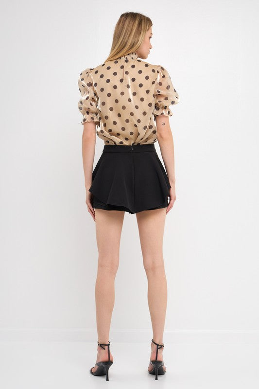 Polka Dot Mock Neck Top