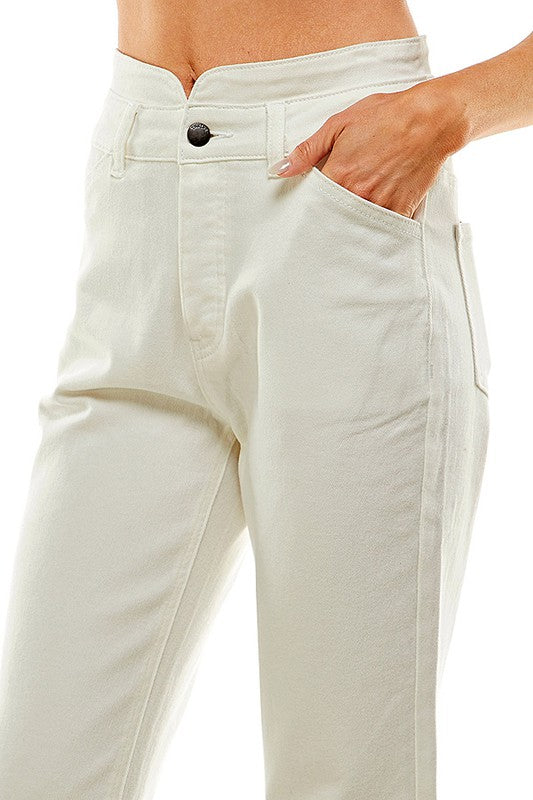 White Cropped Mom Jean