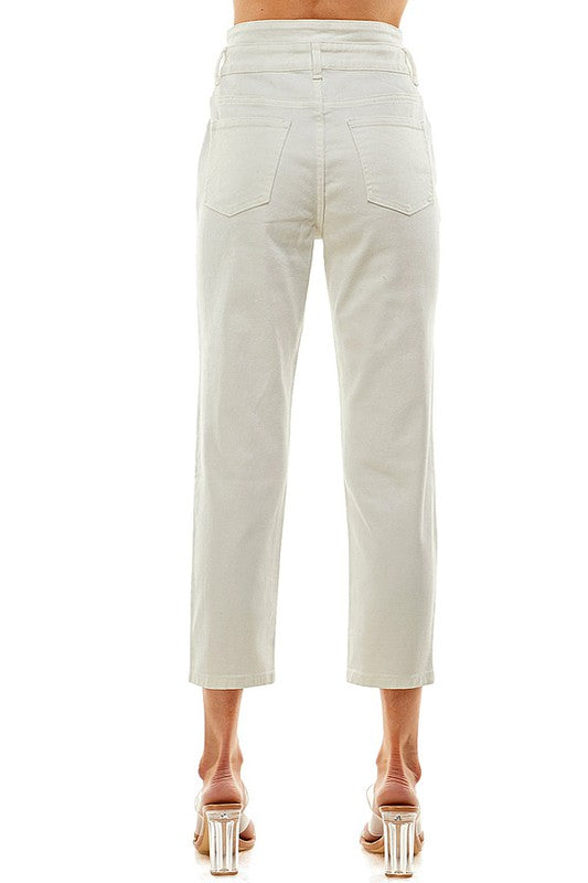White Cropped Mom Jean