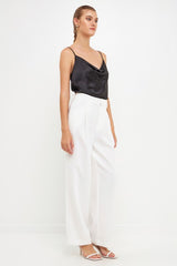 Black Satin Cowl Neck Top