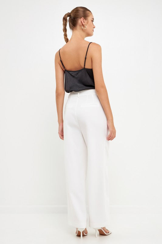 Black Satin Cowl Neck Top