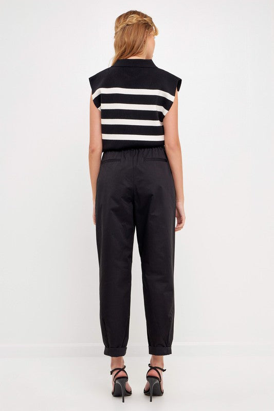High Waist Pleated Trouser (Beige or Black)