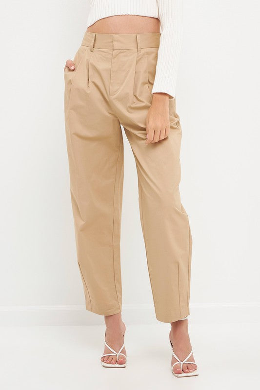 High Waist Pleated Trouser (Beige or Black)