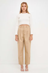 High Waist Pleated Trouser (Beige or Black)
