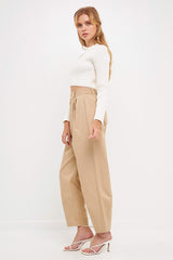 High Waist Pleated Trouser (Beige or Black)