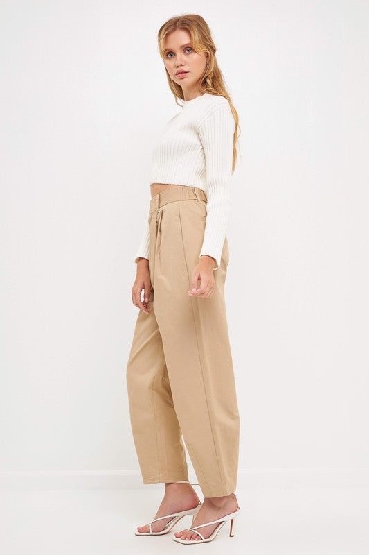 High Waist Pleated Trouser (Beige or Black)