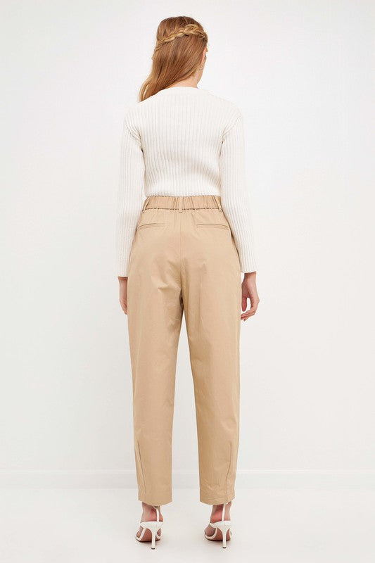 High Waist Pleated Trouser (Beige or Black)
