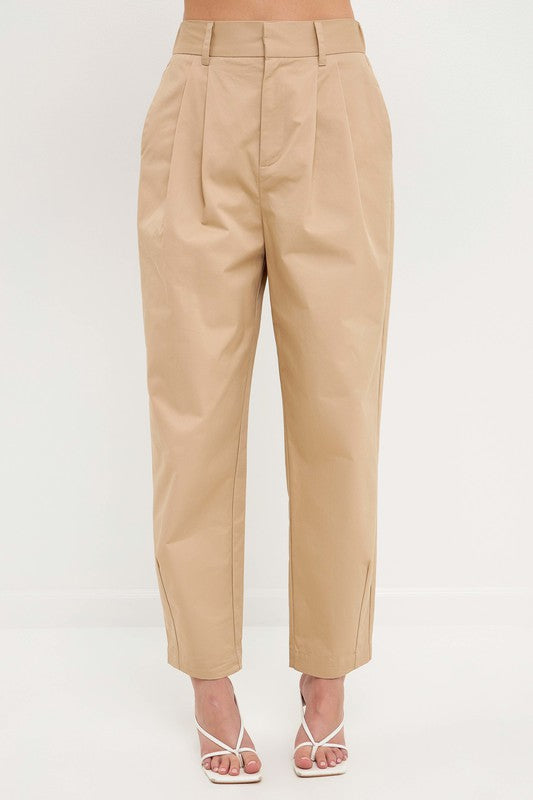 High Waist Pleated Trouser (Beige or Black)
