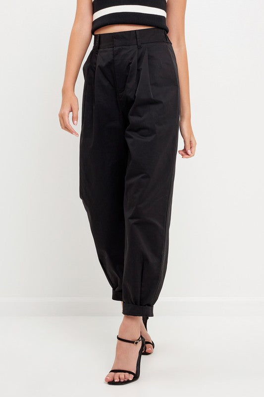 High Waist Pleated Trouser (Beige or Black)