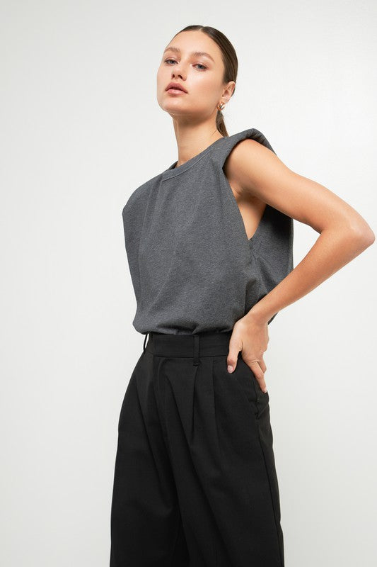 Padded Shoulder T-Shirts (Black, Grey, White, Wht/Blk, Taupe))