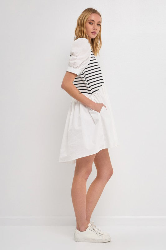 High Low Knit Combo Dress v o g l i o High Low Knit Combo Dress v o g l i o
