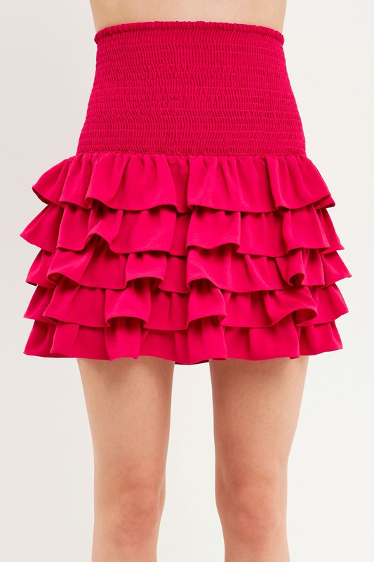Smocking Ruffled Skirt