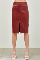 Faux Leather Midi Skirt (Black or Dried Red)
