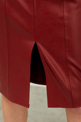 Faux Leather Midi Skirt (Black or Dried Red)