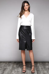 Faux Leather Midi Skirt (Black or Dried Red)