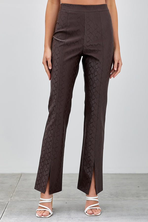 Animal Print Front Slit Pants