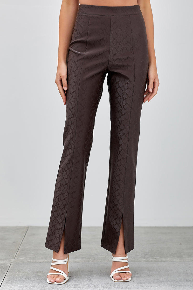 Animal Print Front Slit Pants