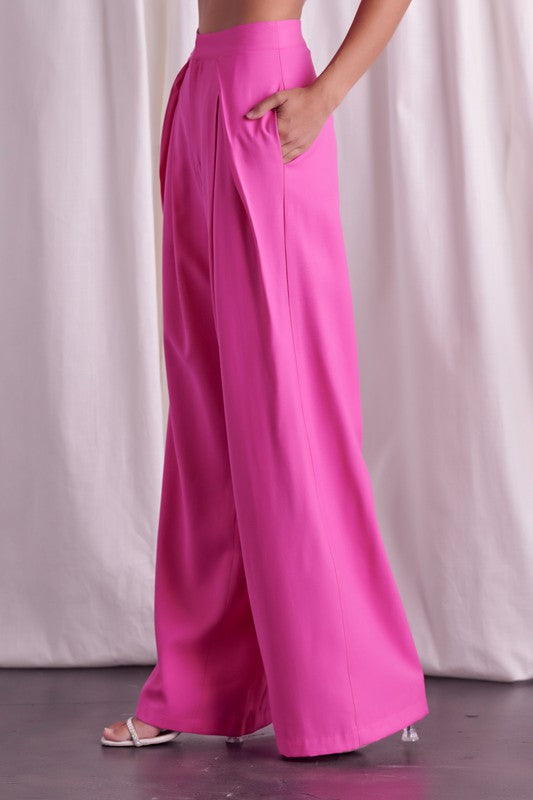 Wide Leg Pants (Aqua, Pink, or White)