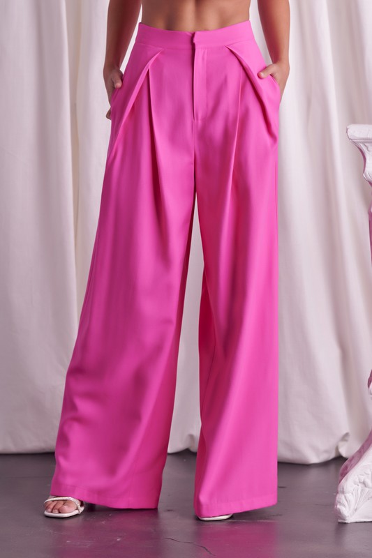 Wide Leg Pants (Aqua, Pink, or White)