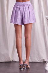 Print Flare Shorts (Lavender & White)