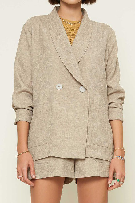 Shawl Collar Jacket (Lavender or Almond)